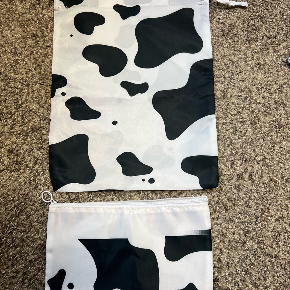 Black & White Cow Print Travel Pouch Set - Picture 3 of 5